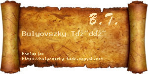 Bulyovszky Tádé névjegykártya